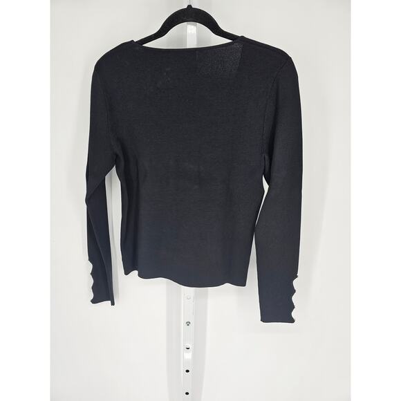 Dana Buchman Women's Black Viscose Blend Scoop-Neck Long Sleeve Blouse Size L - Picture 2 of 4